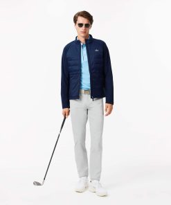 Lacoste Jackets & Coats-Mens High-Neck Quilted Golf Jacket-BH2638-51-lacoste cardigan 2