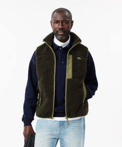 Lacoste Jackets & Coats-Mens Sherpa Fleece Vest-BH2839-51-lacost