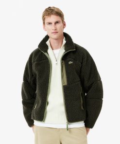 Lacoste Jackets & Coats-Mens Colorblock Fleece Zip-Up Jacket-BH2843-51-lacosta