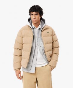 Lacoste Jackets & Coats-Mens Quilted Velour Puffer Jacket-BH2890-51-lacoste factory outlet