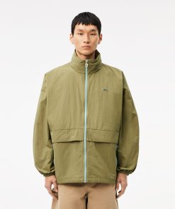 Lacoste Jackets & Coats-Mens Water-Repellent Removable Hood Windbreaker-BH2896-51-la coste