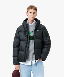 Lacoste Jackets & Coats-Mens Water-Repellent Hooded Puffer Jacket-BH2905-51-lacoste near me