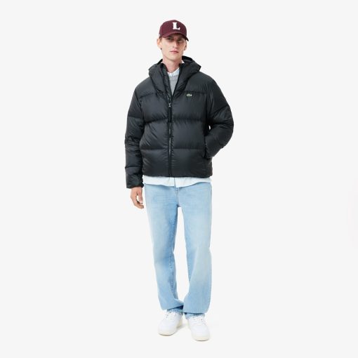 Lacoste Jackets & Coats-Mens Water-Repellent Hooded Puffer Jacket-BH2905-51-lacoste near me - Image 2