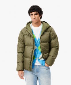 Lacoste Jackets & Coats-Mens Water-Repellent Hooded Puffer Jacket-BH2905-51-lacost