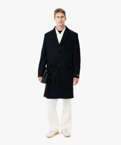 Lacoste Jackets & Coats-Mens Engraved Button Chesterfield Wool Coat-BH2913-51-lacoste cardigan