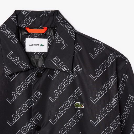 Lacoste Jackets & Coats-Mens High-Neck Graphic Print Zip-Up Jacket-BH3473-51-lacoste france - Image 2