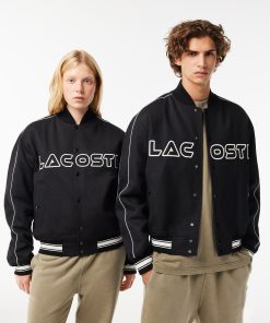 Lacoste Jackets & Coats-Unisex Embroidered Cotton Twill Bomber Jacket-BH3623-51-lacoste cardigan