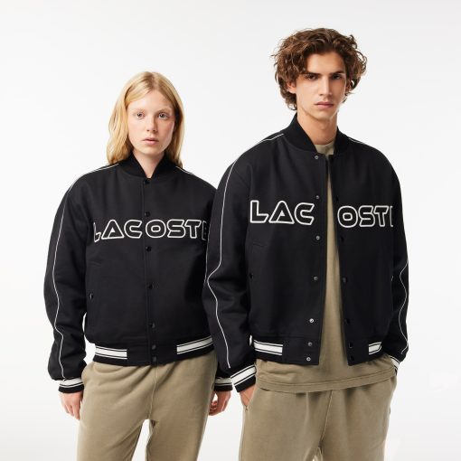 Lacoste Jackets & Coats-Unisex Embroidered Cotton Twill Bomber Jacket-BH3623-51-lacoste outlet