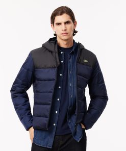 Lacoste Jackets & Coats-Mens Water-Repellent Quilted Puffer Jacket-BH6763-51-lacoste near me