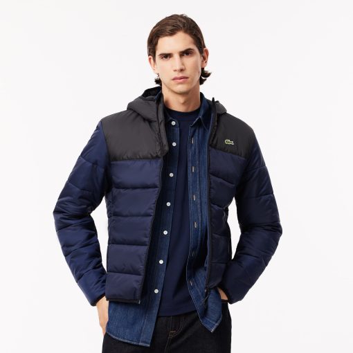 Lacoste Jackets & Coats-Mens Water-Repellent Quilted Puffer Jacket-BH6763-51-lacoste near me