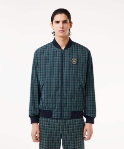 Lacoste Jackets & Coats-Mens Checked Water-Repellent Harrington Jacket-BH7466-51-lacoste usa