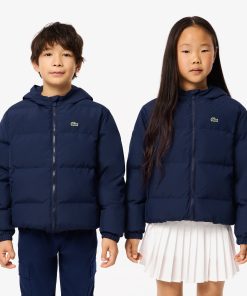 Lacoste Jackets & Coats-Kids Embroidered Crocodile Hooded Puffer Jacket-BJ1128-51-lacoste outlet