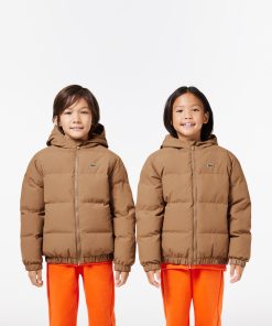 Lacoste Jackets & Coats-Kids Embroidered Crocodile Hooded Puffer Jacket-BJ1128-51-lacoste us