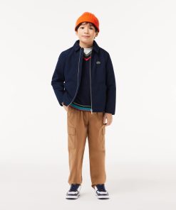 Lacoste Jackets & Coats-Kids Zipped Patch Pocket Jacket-BJ1252-51-lacoste cardigan 2