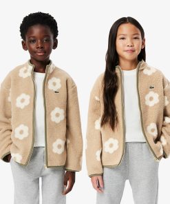 Lacoste Jackets & Coats-Kids Zip-Up Floral Fleece Jacket-BJ2541-51-la coste