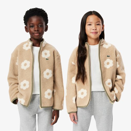 Lacoste Jackets & Coats-Kids Zip-Up Floral Fleece Jacket-BJ2541-51-la coste