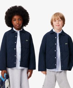 Lacoste Jackets & Coats-Kids Quilted Plaid Overshirt-BJ3341-51-lacoste store