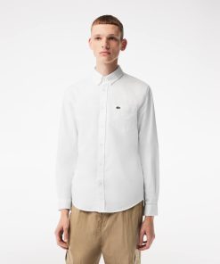 Lacoste Button Down Shirts-Men’s Buttoned Collar Oxford Cotton Shirt-CH0204-51-lacoste outlet