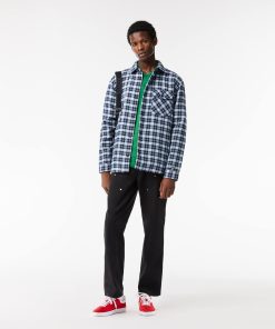 Lacoste Button Down Shirts-Mens Checked Overshirt with Quilted Lining-CH1863-51-lacoste usa 2