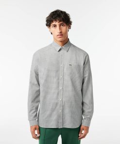 Lacoste Button Down Shirts-Mens Regular Fit Cotton Flannel Shirt-CH1885-51-lacoste france