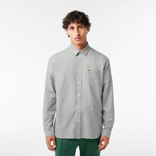 Lacoste Button Down Shirts-Mens Regular Fit Cotton Flannel Shirt-CH1885-51-lacoste france