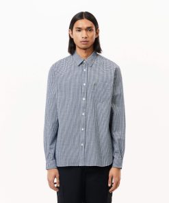 Lacoste Button Down Shirts-Mens Regular Fit Cotton Flannel Shirt-CH1885-51-lacoste factory outlet