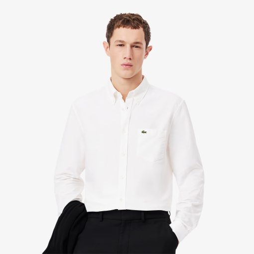 Lacoste Button Down Shirts-Mens Regular Fit Oxford Shirt-CH1911-51-lacost