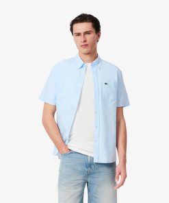 Lacoste Mens Regular Fit Short Sleeve Oxford Shirt-CH1917-51-lacoste usa