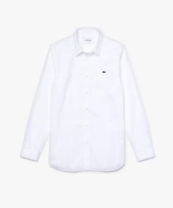 Lacoste Button Down Shirts-Mens Slim Fit Stretch Cotton Poplin Shirt-CH2668-51-lacoste us