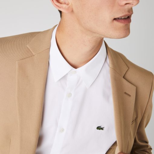 Lacoste Button Down Shirts-Mens Slim Fit Stretch Cotton Poplin Shirt-CH2668-51-lacoste us - Image 2