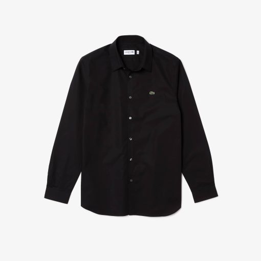 Lacoste Button Down Shirts-Mens Slim Fit Stretch Cotton Poplin Shirt-CH2668-51-lacoste outlet - Image 2