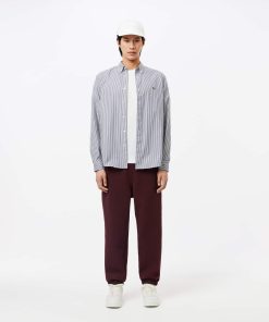 Lacoste Button Down Shirts-Mens Regular Fit Striped Cotton Shirt-CH2936-51-lacoste us 2