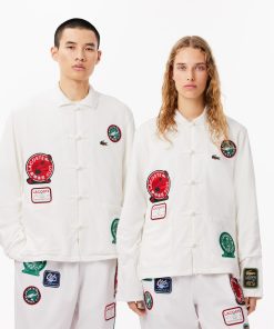 Lacoste Button Down Shirts-Unisex Lacoste x Clot Multi Badge Overshirt-CH3126-51-lacoste near me