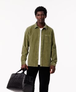 Lacoste Button Down Shirts-Mens Regular Fit Velour Shirt-CH3346-51-lacoste cardigan