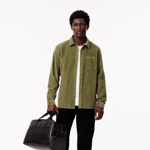 Lacoste Button Down Shirts-Mens Regular Fit Velour Shirt-CH3346-51-lacoste cardigan