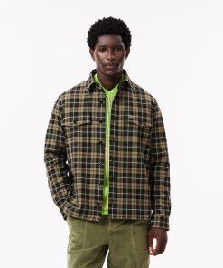 Lacoste Button Down Shirts-Mens Oversized Checkered Overshirt-CH3475-51-lacoste us