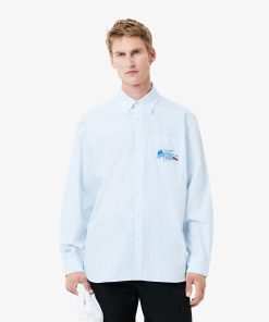 Lacoste Button Down Shirts-Mens Relaxed Fit Croc Badge Shirt-CH4548-51-lacoste outlet