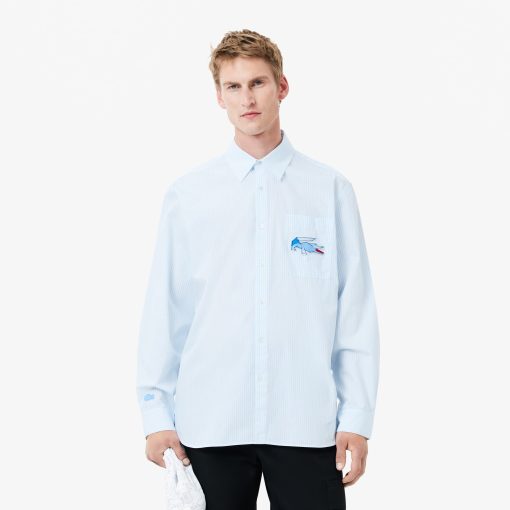 Lacoste Button Down Shirts-Mens Relaxed Fit Croc Badge Shirt-CH4548-51-lacoste outlet