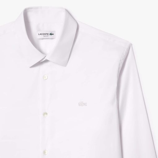 Lacoste Button Down Shirts-Mens Slim Fit Stretch Poplin Shirt-CH5253-51-lacost - Image 2