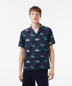 Lacoste Button Down Shirts-Men’s Printed Short-Sleeved Golf Shirt-CH5619-51-lacosta