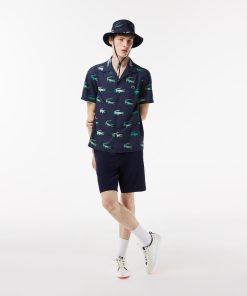 Lacoste Button Down Shirts-Men’s Printed Short-Sleeved Golf Shirt-CH5619-51-lacosta 2