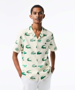 Lacoste Button Down Shirts-Men’s Printed Short-Sleeved Golf Shirt-CH5619-51-lacoste us