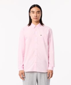 Lacoste Mens Regular Fit Gingham Poplin Shirt-CH5621-51-lacoste store near me