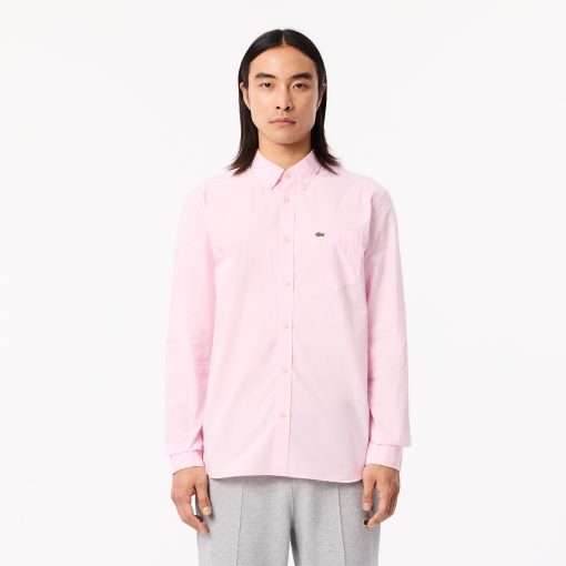 Lacoste Mens Regular Fit Gingham Poplin Shirt-CH5621-51-lacoste store near me