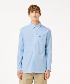 Lacoste Mens Regular Fit Gingham Poplin Shirt-CH5621-51-lacoste cardigan