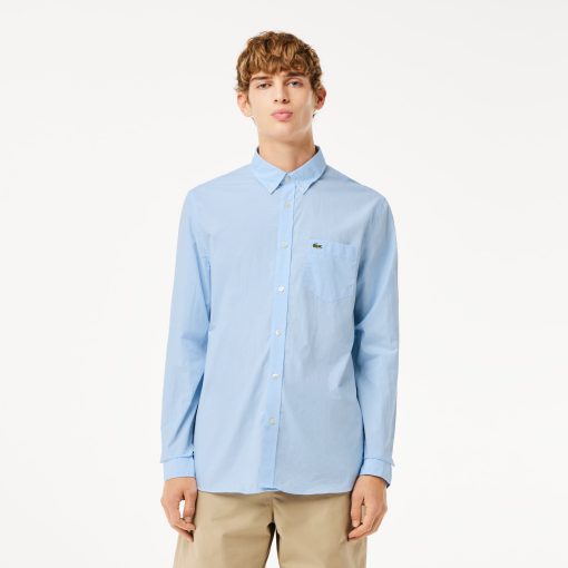 Lacoste Mens Regular Fit Gingham Poplin Shirt-CH5621-51-lacoste cardigan