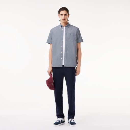 Lacoste Button Down Shirts-Mens Short Sleeve Regular Fit Gingham Shirt-CH5622-51-lacoste us - Image 2