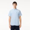 Lacoste Button Down Shirts-Mens Regular Fit Gingham Poplin Shirt-CH5621-51-lacosta 3