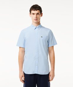 Lacoste Mens Short Sleeve Regular Fit Gingham Shirt-CH5622-51-lacoste outlet