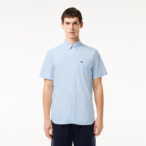 Lacoste Mens Short Sleeve Regular Fit Gingham Shirt-CH5622-51-lacoste outlet